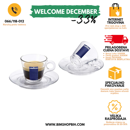 Set 2x Lavazza staklene šoljice za espresso, 70ml BIM SHOP BiH