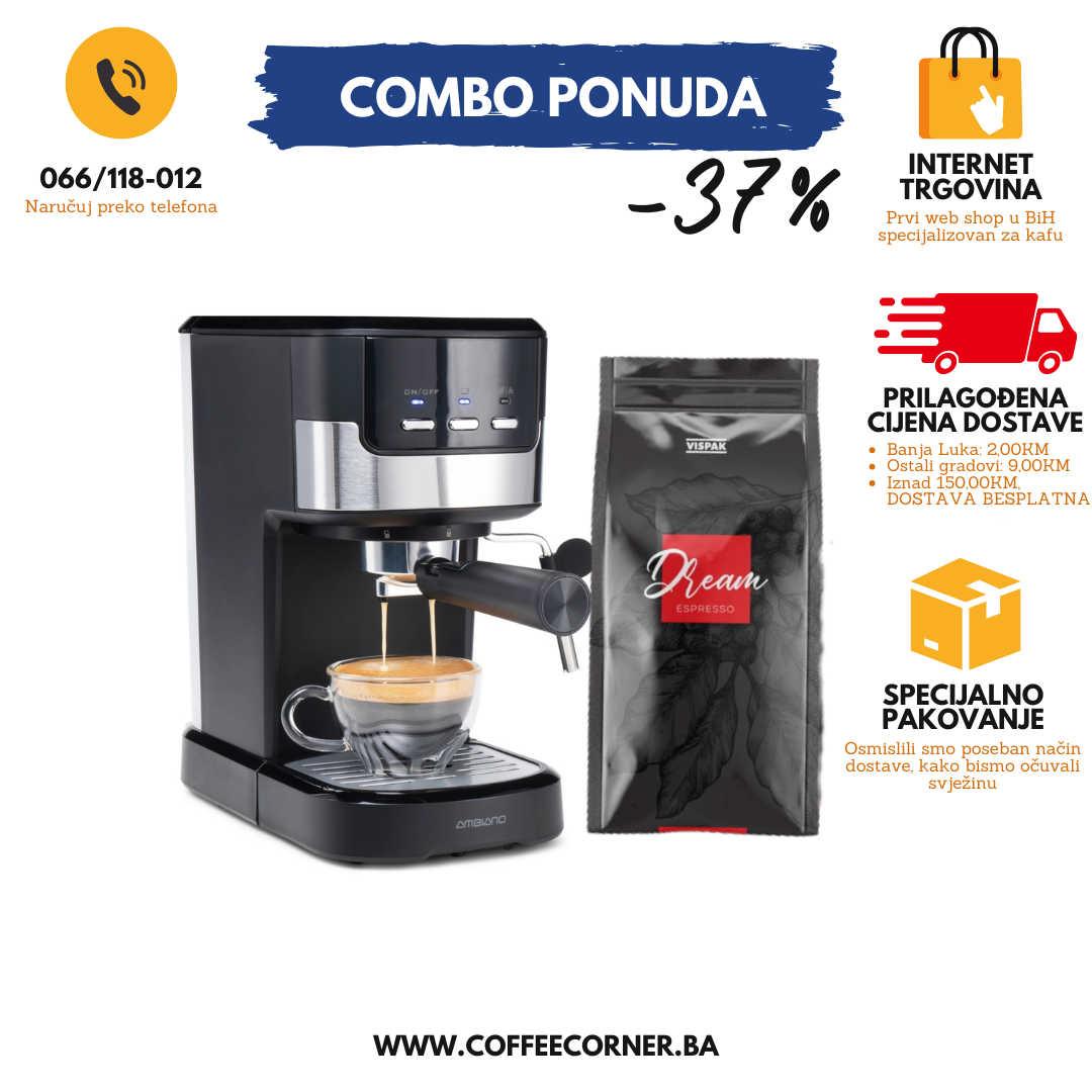 COMBO Ambiano GT-EM-03 + Dream Premium Espresso kafa 1kg